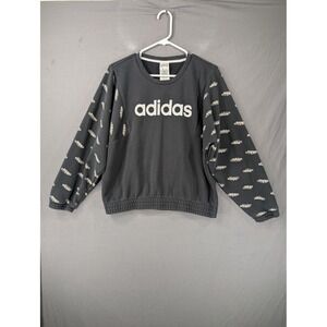 Adidas Womens Black Logo Print Long Sleeve Pullover Sweatshirt FM6185 Small